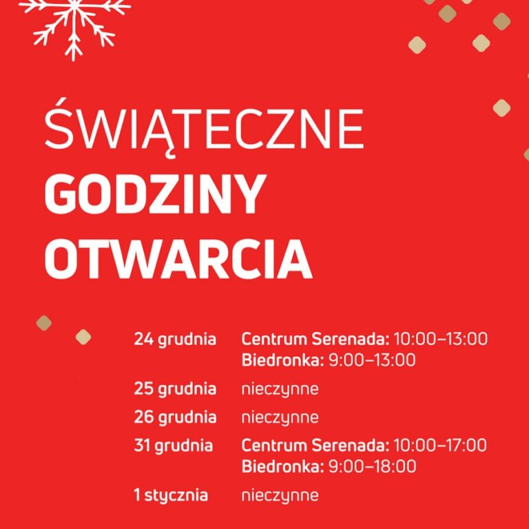 ŚWIĄTECZNE GODZINY OTWARCIA